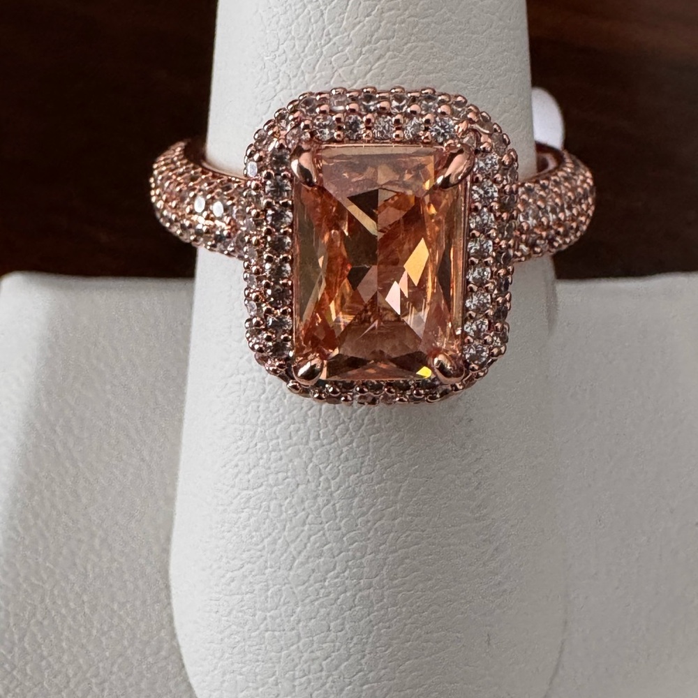 BP RG61803 Smokey Topaz CZ on Rose Gold Ring sz 8 “Perfectly Mine”
